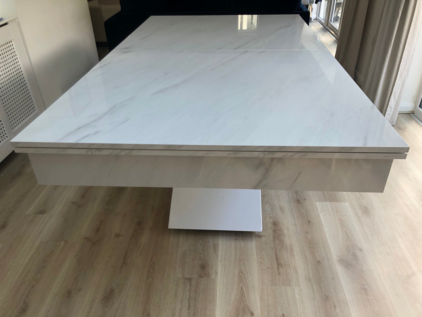 Superpool Lightning Pool Dining Table Carrara Marble 7ft