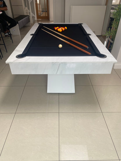 Superpool Lightning Pool Dining Table Carrara Marble 7ft