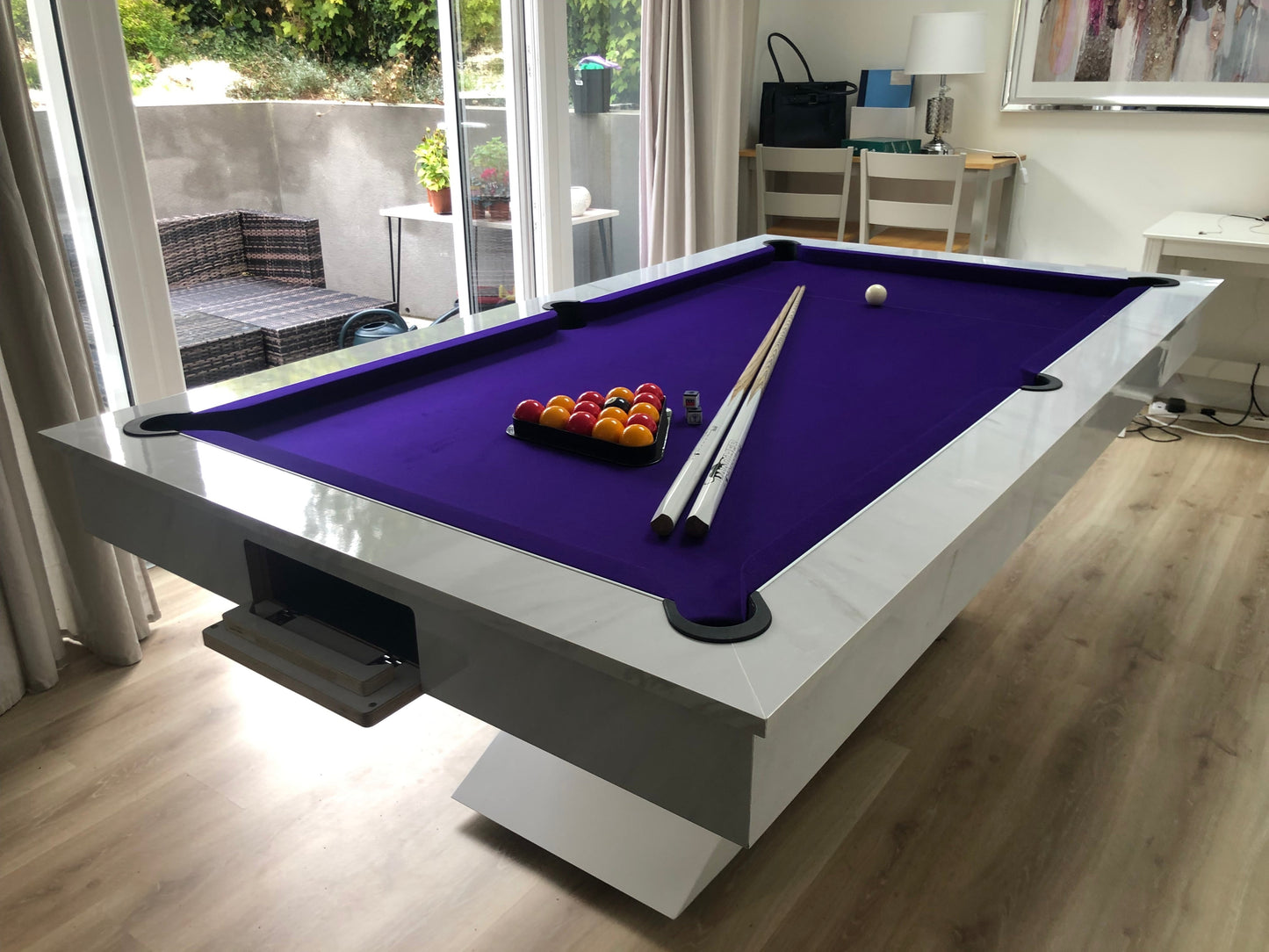 Superpool Lightning Pool Dining Table Carrara Marble 7ft