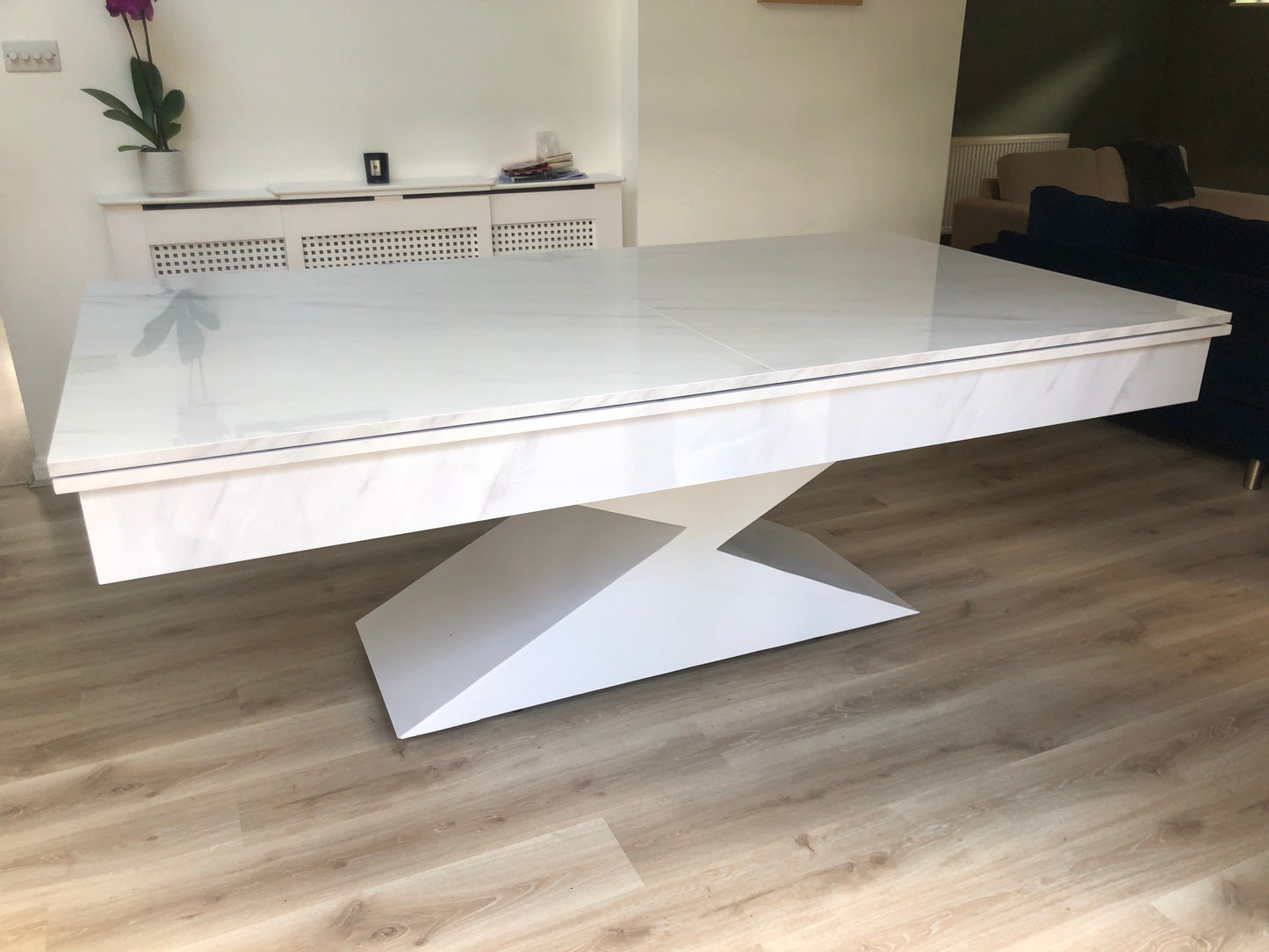 Superpool Lightning Pool Dining Table Carrara Marble 7ft