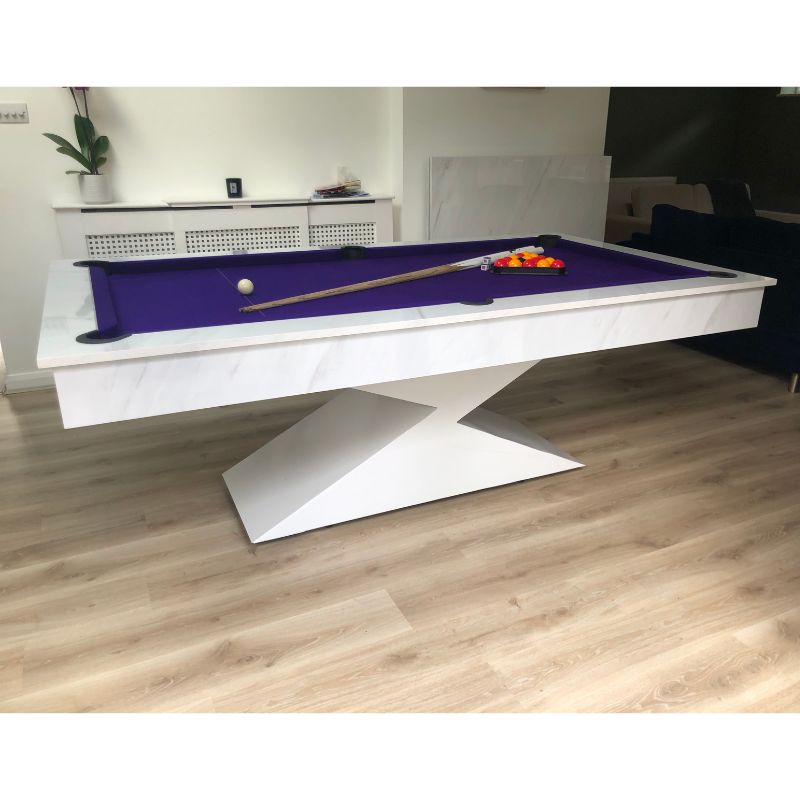 Superpool Lightning Pool Dining Table Carrara Marble 7ft